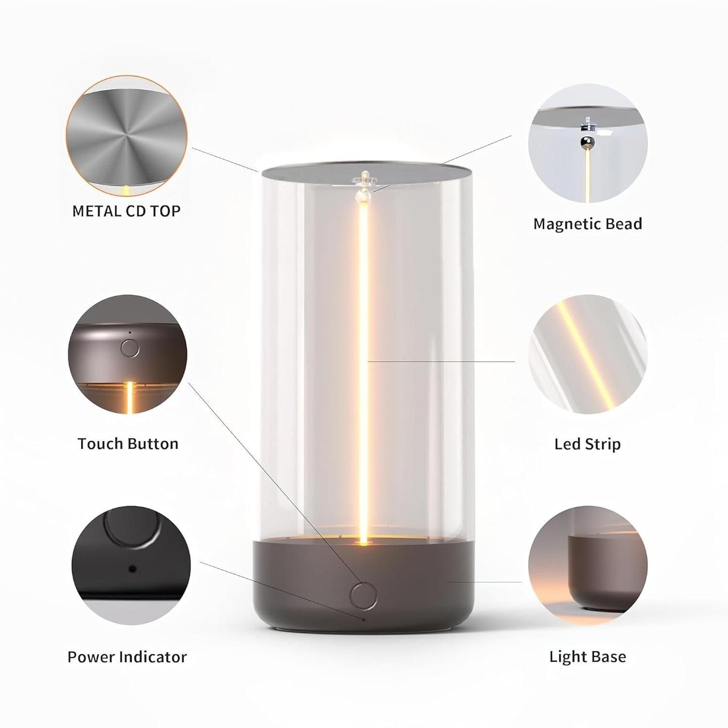 Magnetic lamp light USB C Port